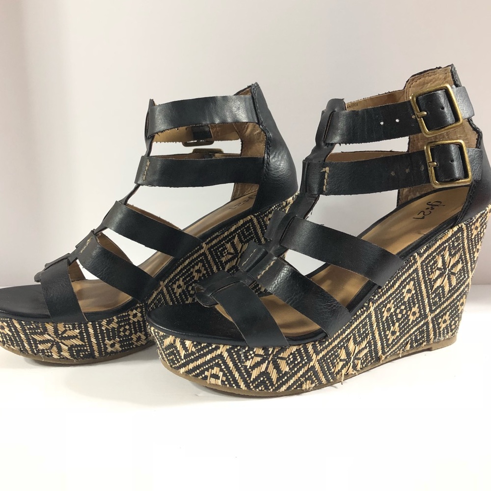 G21 strappy platform wedge heel sandals
